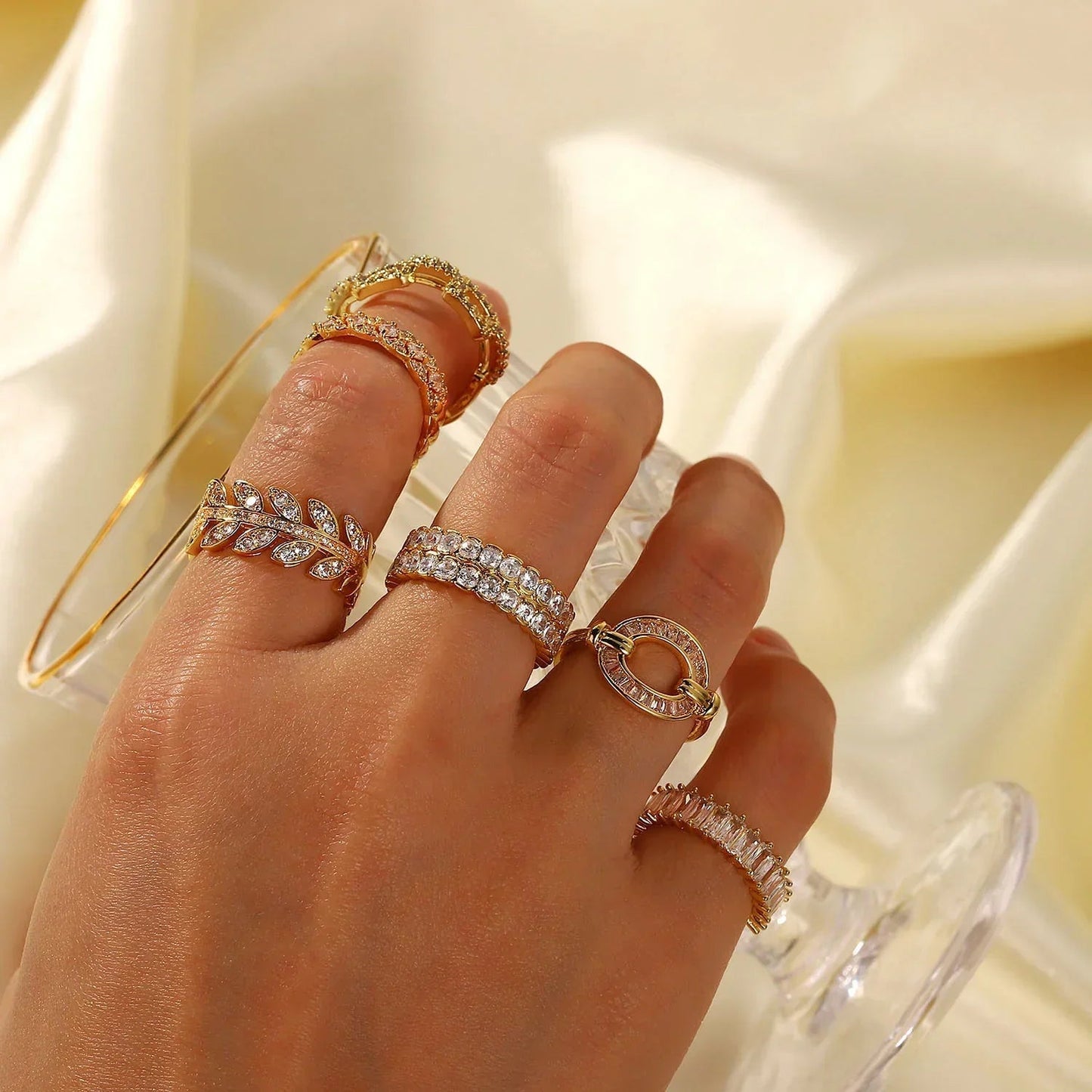 [ElanLuxe]Cassandra Studded Gold Ring