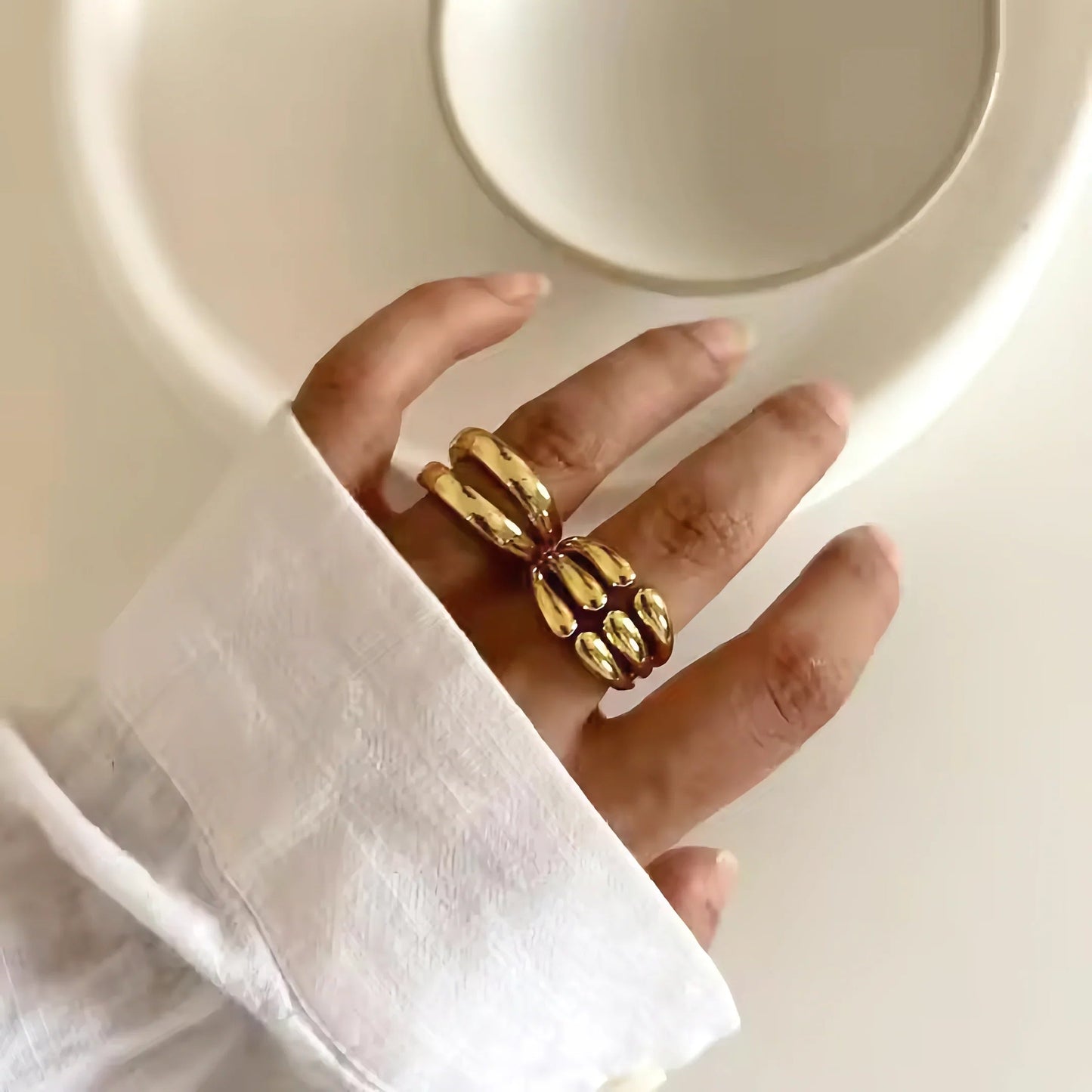 [ElanLuxe]Cassiel Layered Gold Ring
