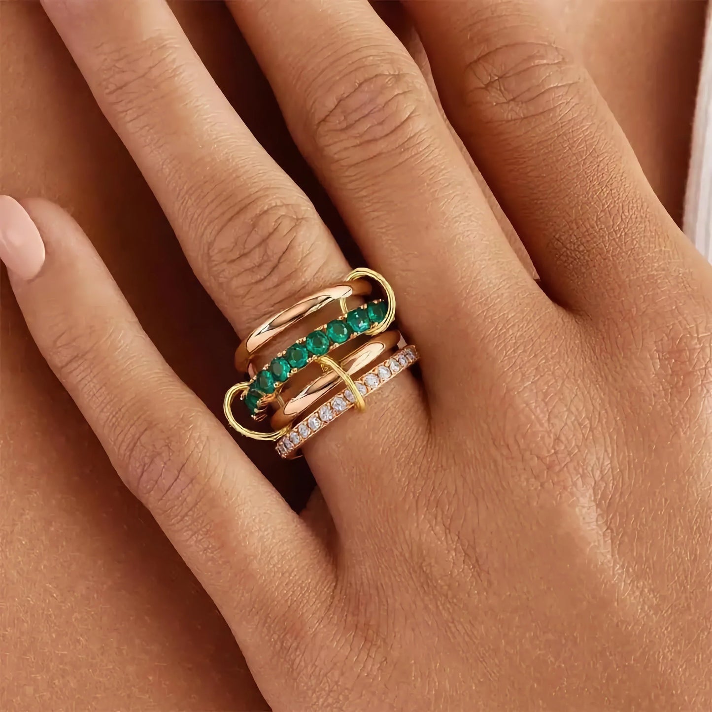 [ElanLuxe]Imani Stacked Diamond Ring