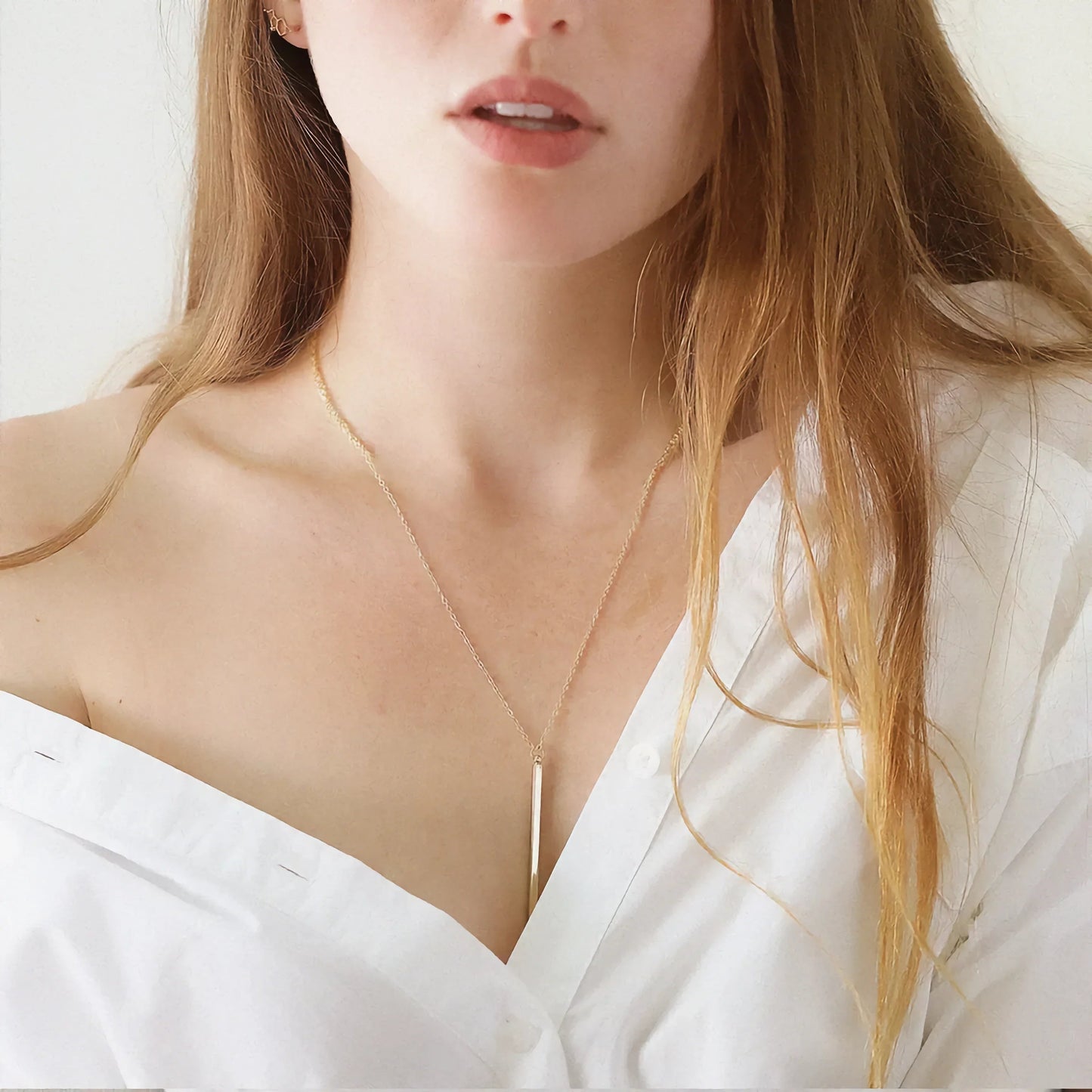 [ElanLuxe]Allison Gold Bar Necklace