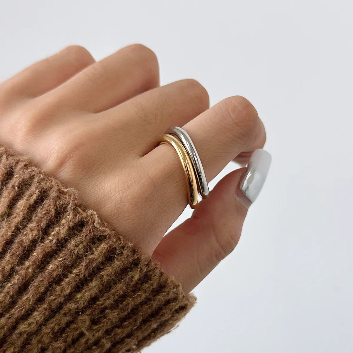 [ElanLuxe]Miley Gold & Silver Layered Rings