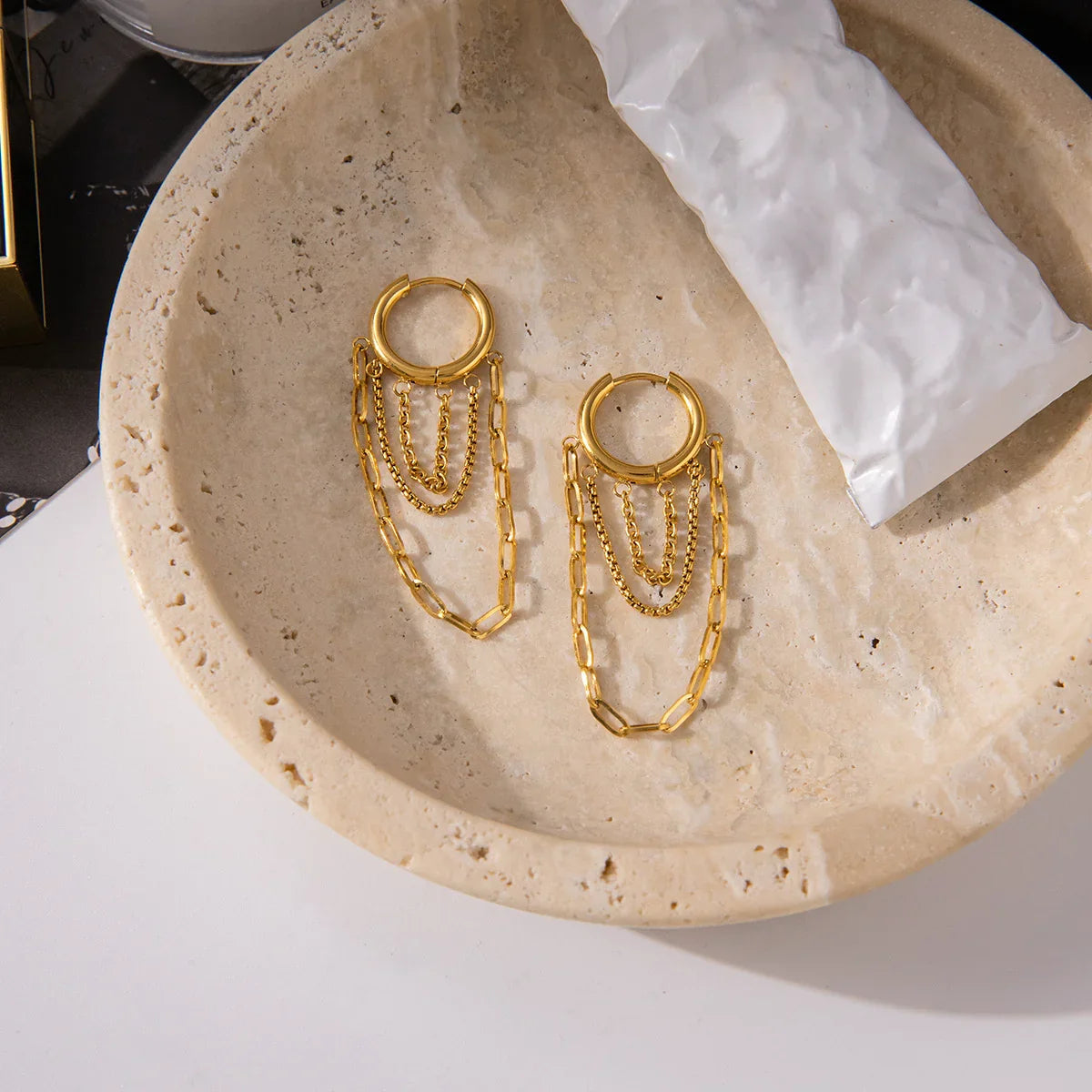 [ElanLuxe]Alaina Link Chain Hoops