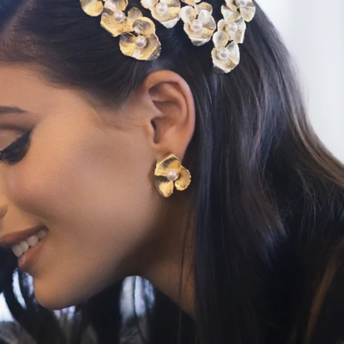 [ElanLuxe]Klara Floral Pearl Earrings