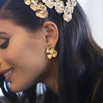 [ElanLuxe]Klara Floral Pearl Earrings