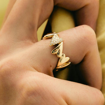 [ElanLuxe]Ciel Diamond Hearts Ring