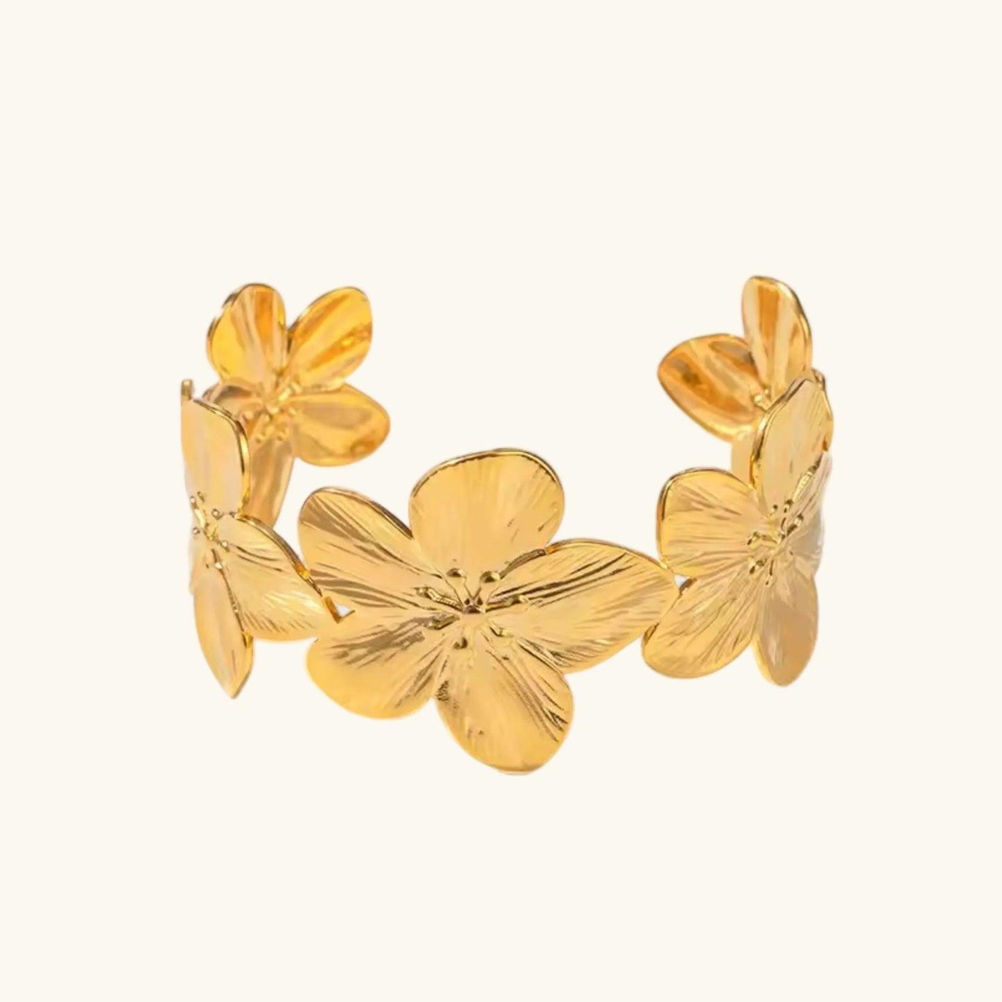 [ElanLuxe]Ophelie Gold Floral Bangle