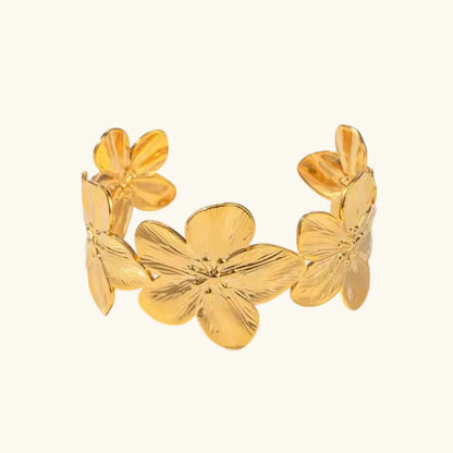 [ElanLuxe]Ophelie Gold Floral Bangle