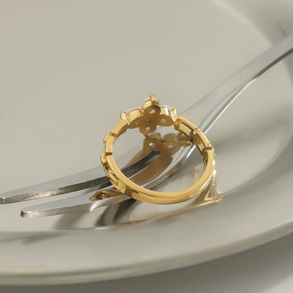 [ElanLuxe]Clestine Diamond Petal Ring