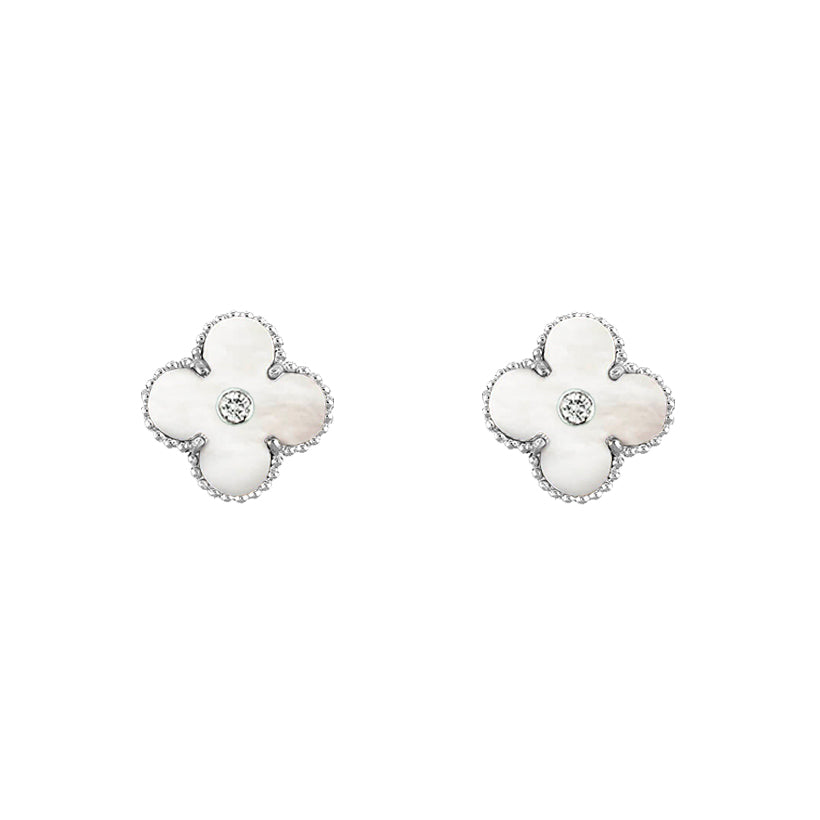 [ElanLuxe Jewelry]CLOVER SILVER 15MM EARRINGS COLLECTION