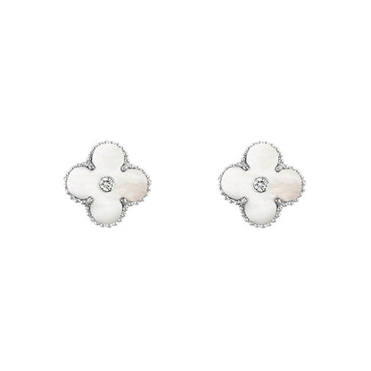 [ElanLuxe Jewelry]CLOVER SILVER 15MM EARRINGS COLLECTION