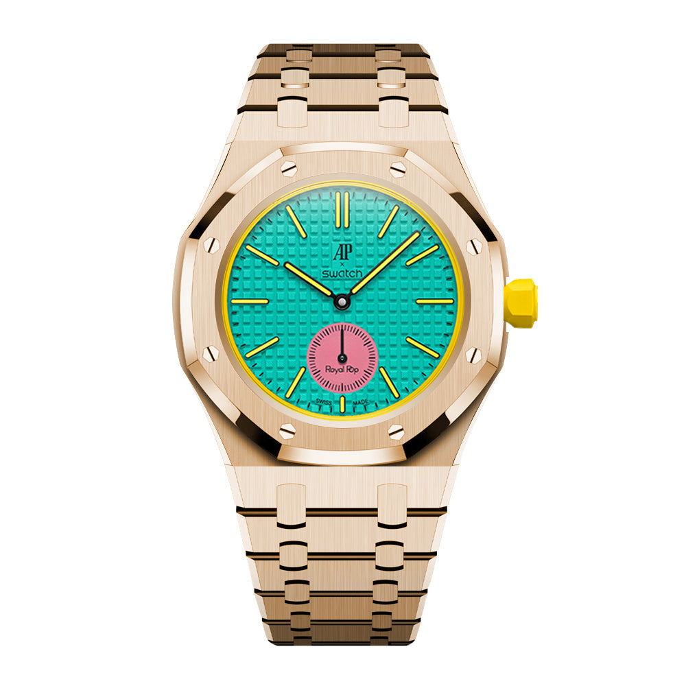 Strap For Ap Swatch Royal Oak Pop Exclusive Steel Case & Strap Full‑wrap Embedded Watch Band