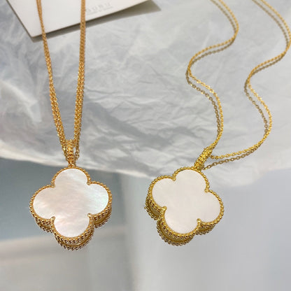 [ElanLuxe Jewelry]CLOVER 25MM MOP LARGE PENDANT NECKLACE