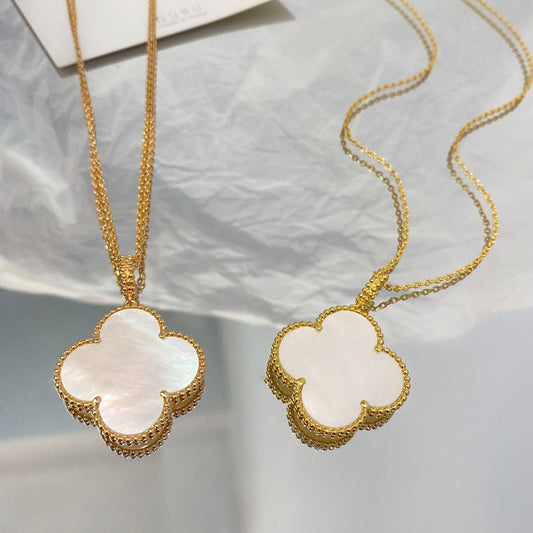 [ElanLuxe Jewelry]CLOVER 25MM MOP LARGE PENDANT NECKLACE
