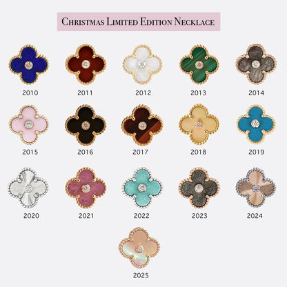[ElanLuxe Jewelry]CLOVER 15MM CHRISTMAS LIMITED EDITION SINGLE FLOWER NECKLACE