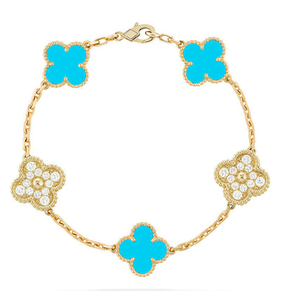[ElanLuxe Jewelry] CLOVER 5 MOTIF TURQUOISE BRACELET COLLECTION