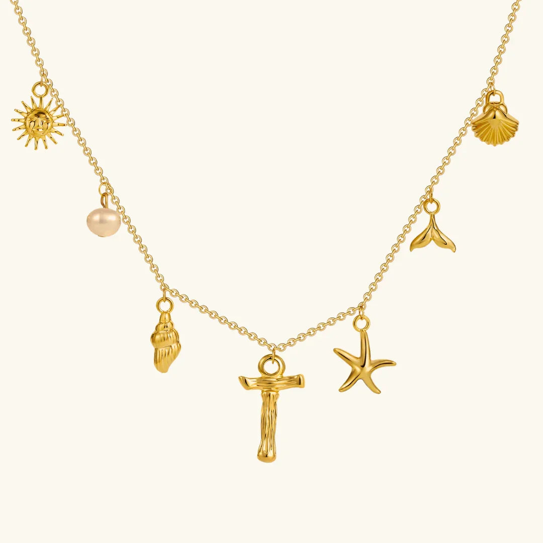 [ElanLuxe]Avaria Ocean Initial Necklace