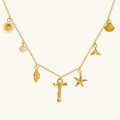 [ElanLuxe]Avaria Ocean Initial Necklace