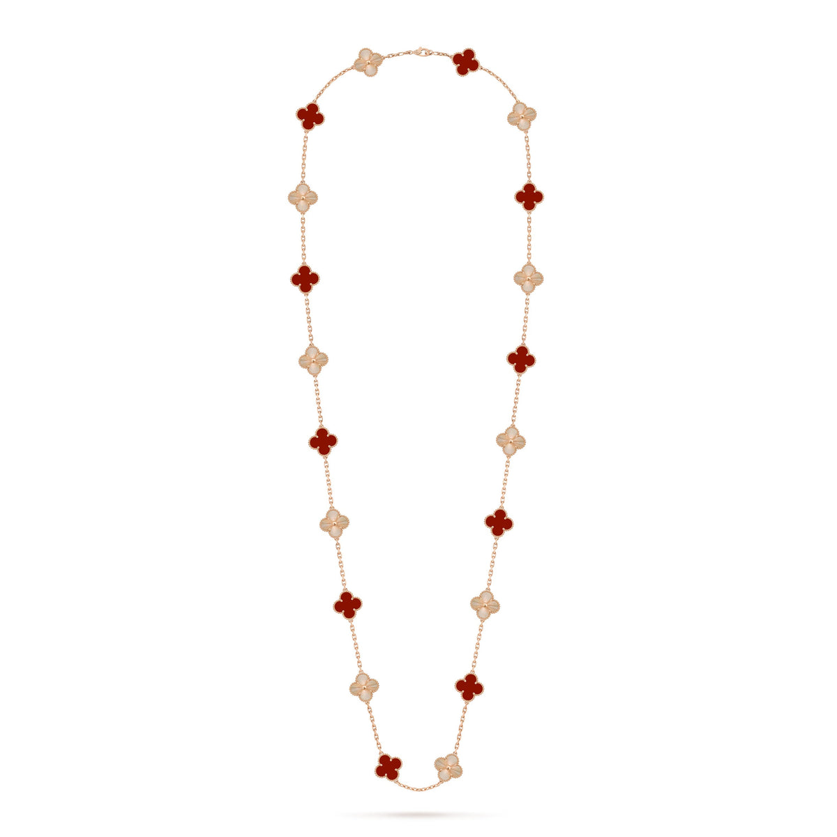 [ElanLuxe Jewelry]CLOVER 20 MOTIFS LASER CARNELIAN NECKLACE