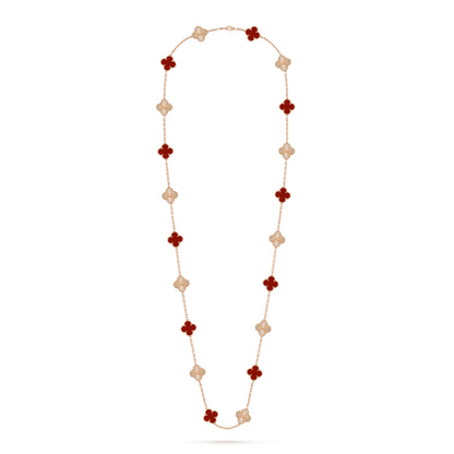 [ElanLuxe Jewelry]CLOVER 20 MOTIFS LASER CARNELIAN NECKLACE