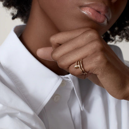 [ElanLuxe Jewelry]JUSTE RING 4.8MM HALF DIAMOND