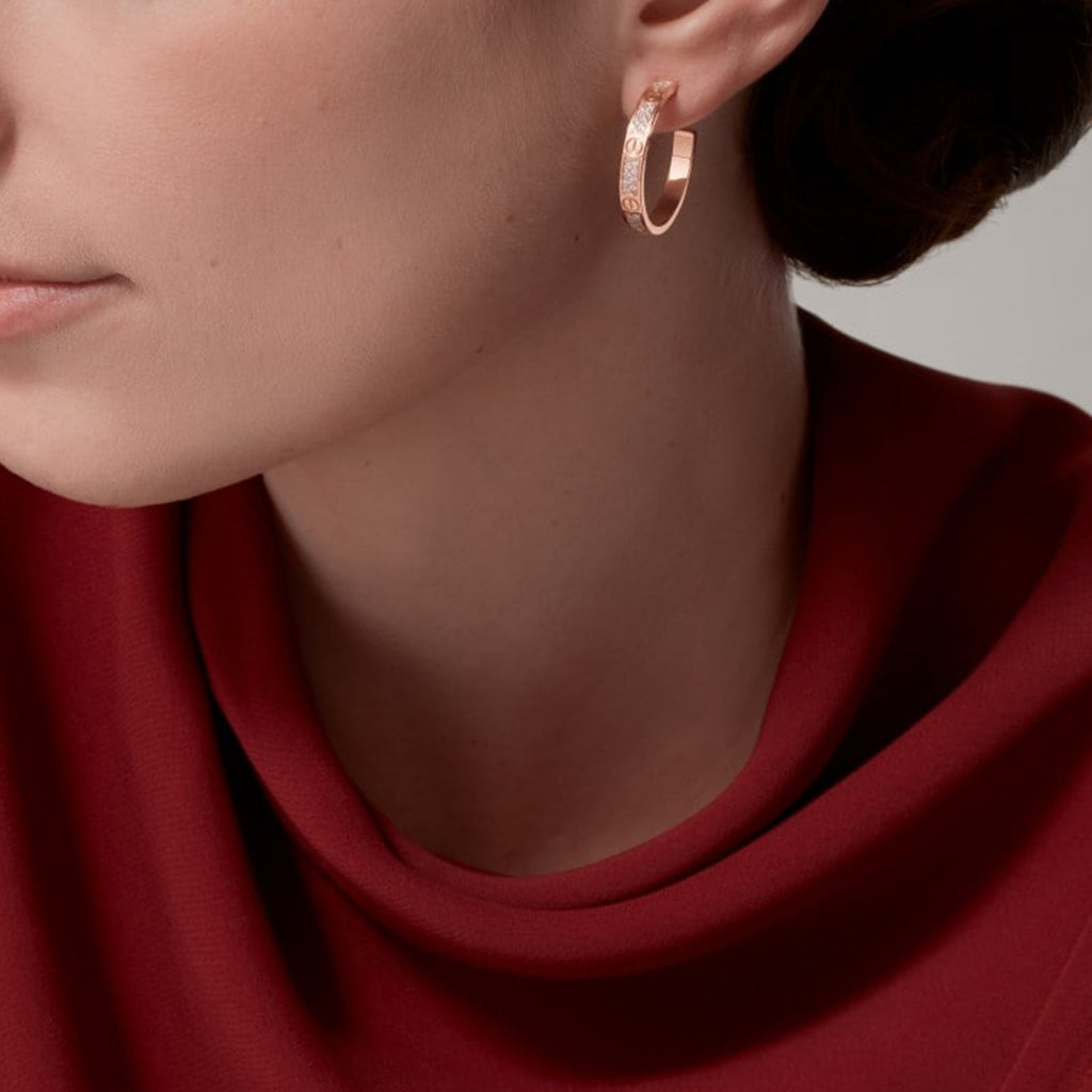 [ElanLuxe Jewelry]LOVE EARRINGS 3.6MM DIAMOND PAVED