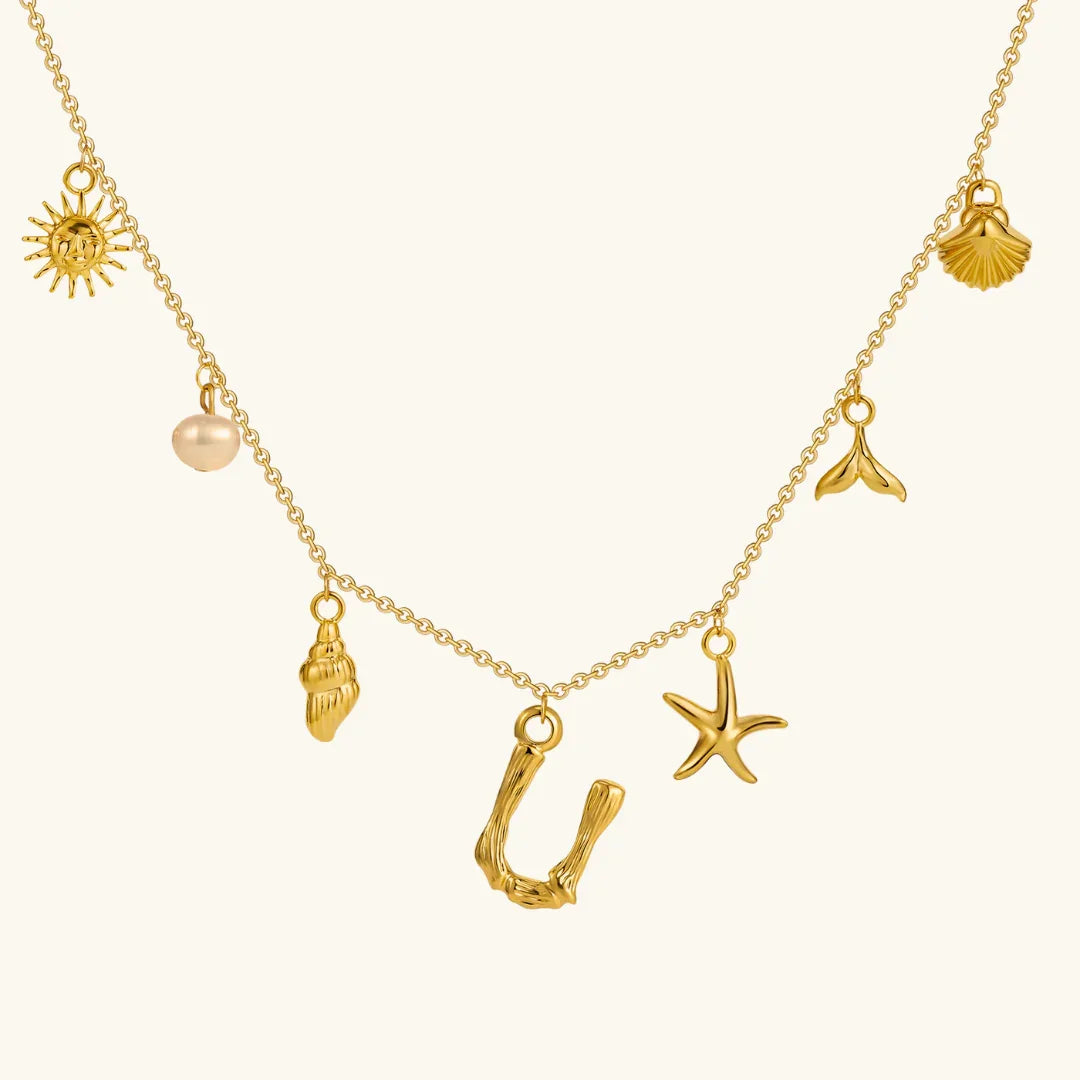 [ElanLuxe]Avaria Ocean Initial Necklace