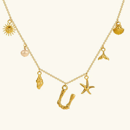 [ElanLuxe]Avaria Ocean Initial Necklace