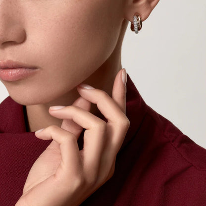 [ElanLuxe Jewelry]TRINITY HALF DIAMOND  CLASSIC EARRINGS