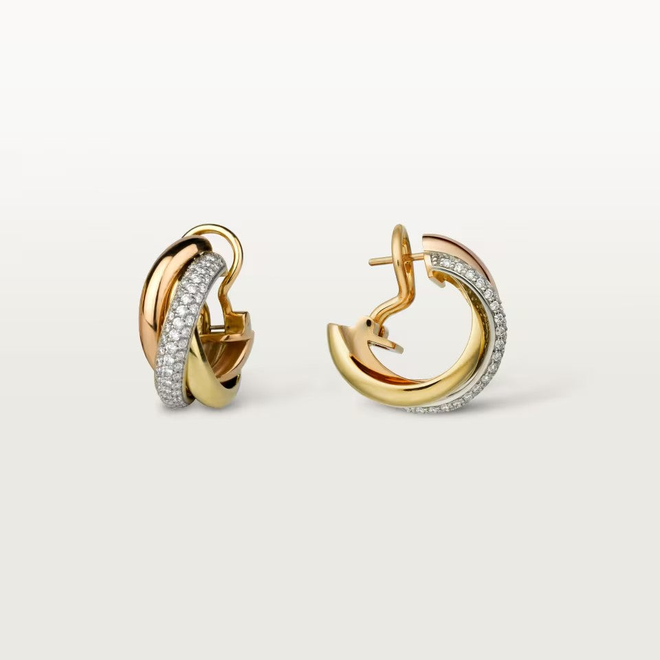 [ElanLuxe Jewelry]TRINITY HALF DIAMOND  CLASSIC EARRINGS