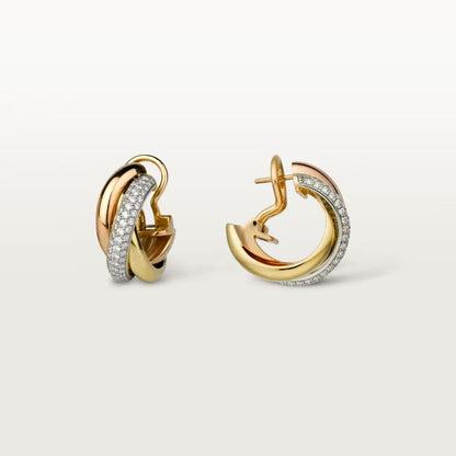 [ElanLuxe Jewelry]TRINITY HALF DIAMOND  CLASSIC EARRINGS