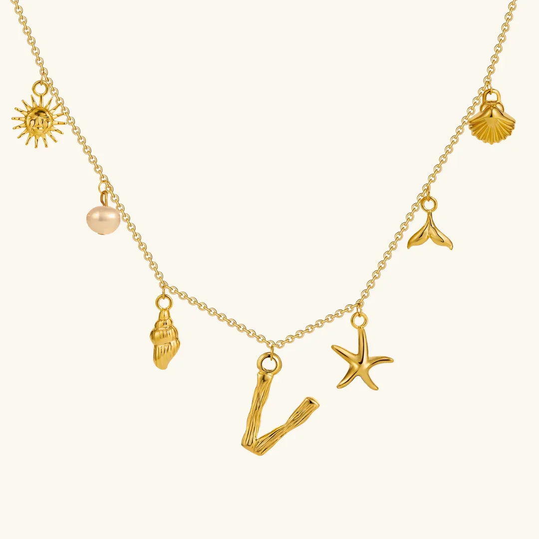 [ElanLuxe]Avaria Ocean Initial Necklace