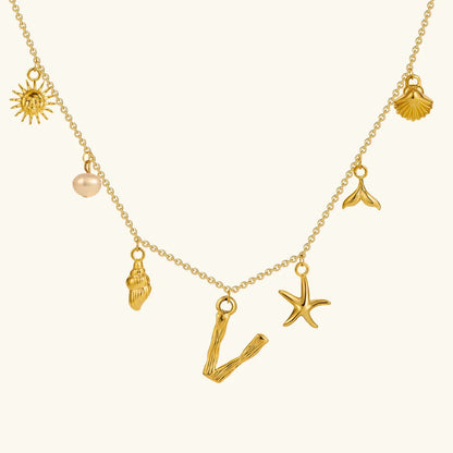 [ElanLuxe]Avaria Ocean Initial Necklace