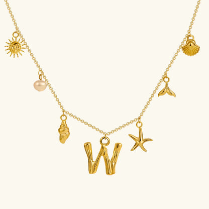 [ElanLuxe]Avaria Ocean Initial Necklace