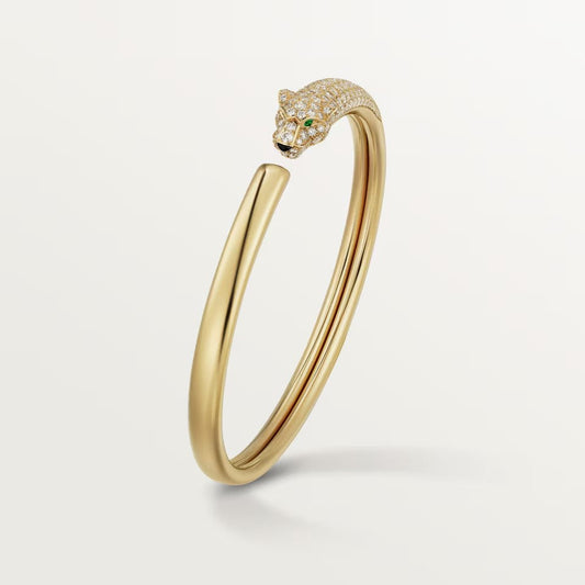 [ElanLuxe Jewelry]PANTHERE HALF DIAMOND OPEN BRACELET
