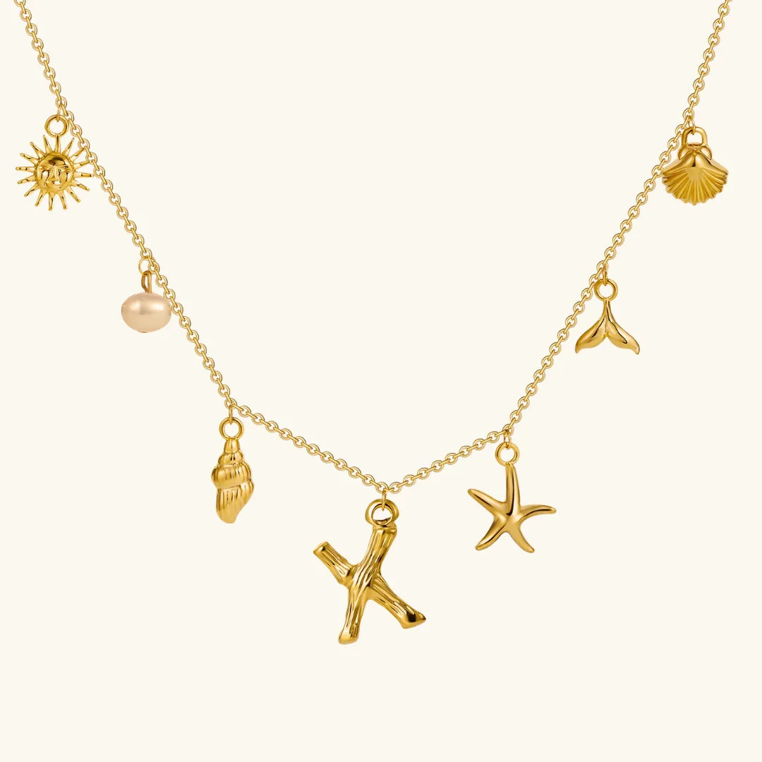 [ElanLuxe]Avaria Ocean Initial Necklace