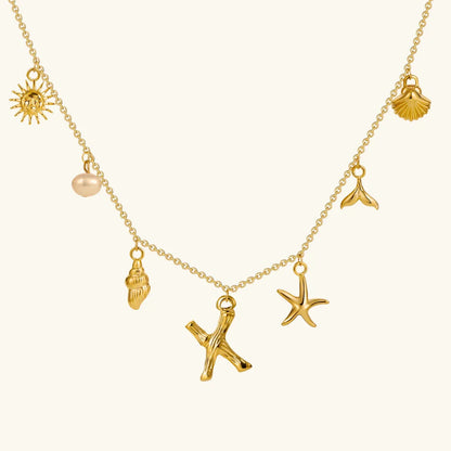 [ElanLuxe]Avaria Ocean Initial Necklace