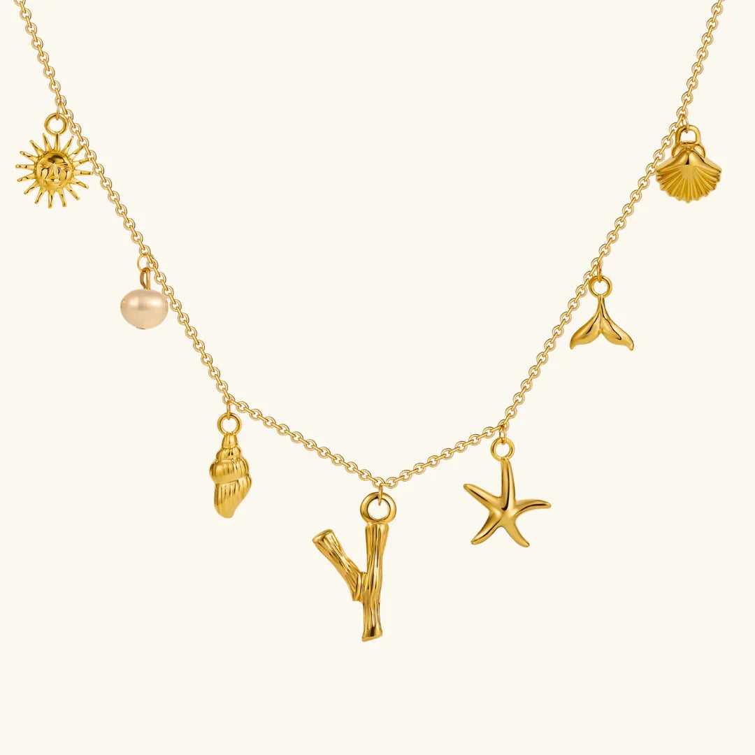 [ElanLuxe]Avaria Ocean Initial Necklace