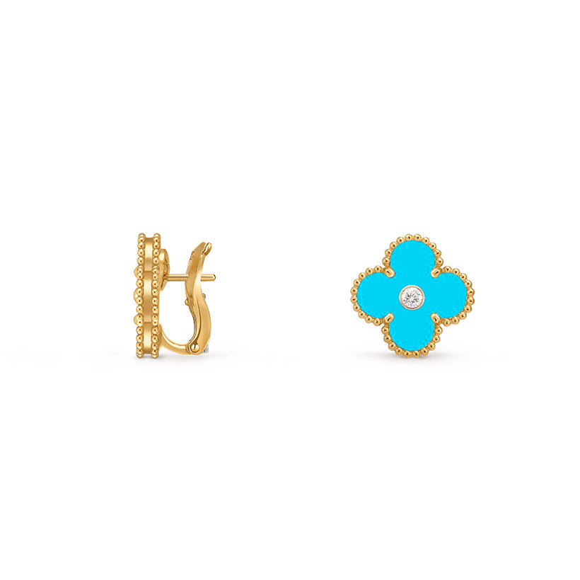 [ElanLuxe Jewelry]CLOVER 15MM MOP DIAMOND EARRINGS COLLECTION
