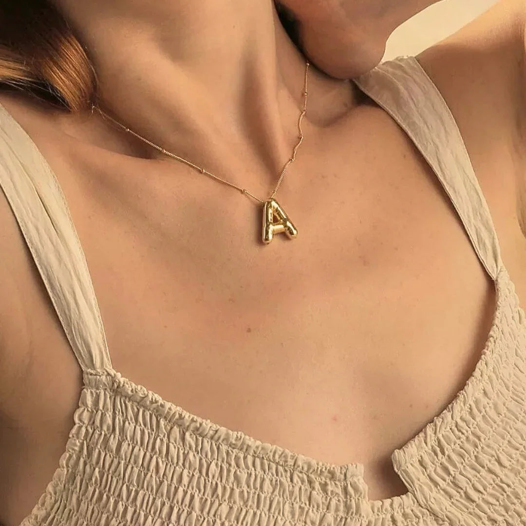 [ElanLuxe]Balloon Gold Initial Necklace
