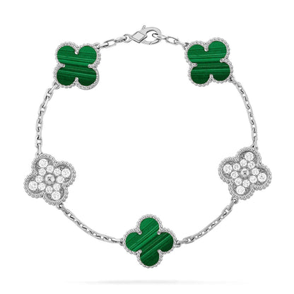 [ElanLuxe Jewelry] CLOVER 5 MOTIF MALACHITE BRACELET COLLECTION