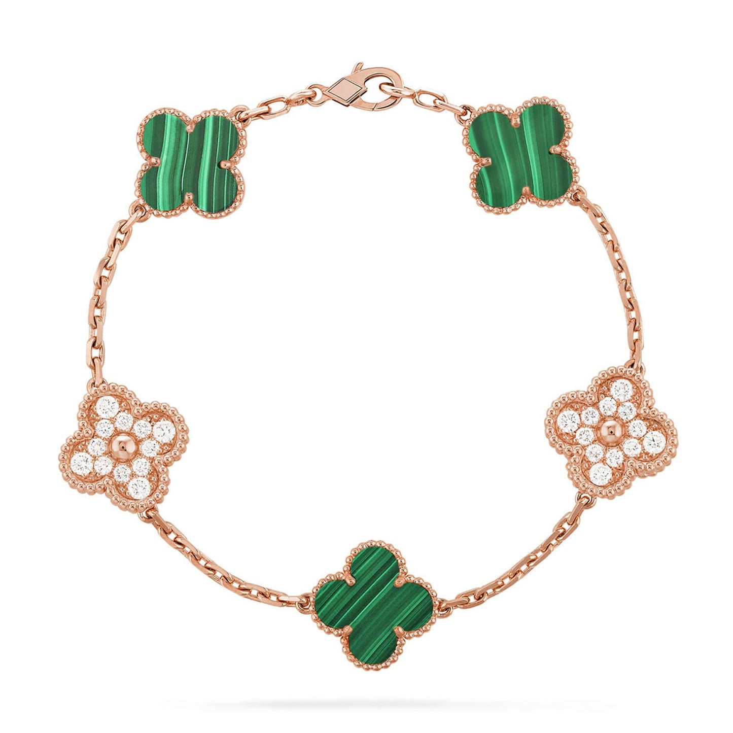 [ElanLuxe Jewelry] CLOVER 5 MOTIF MALACHITE BRACELET COLLECTION