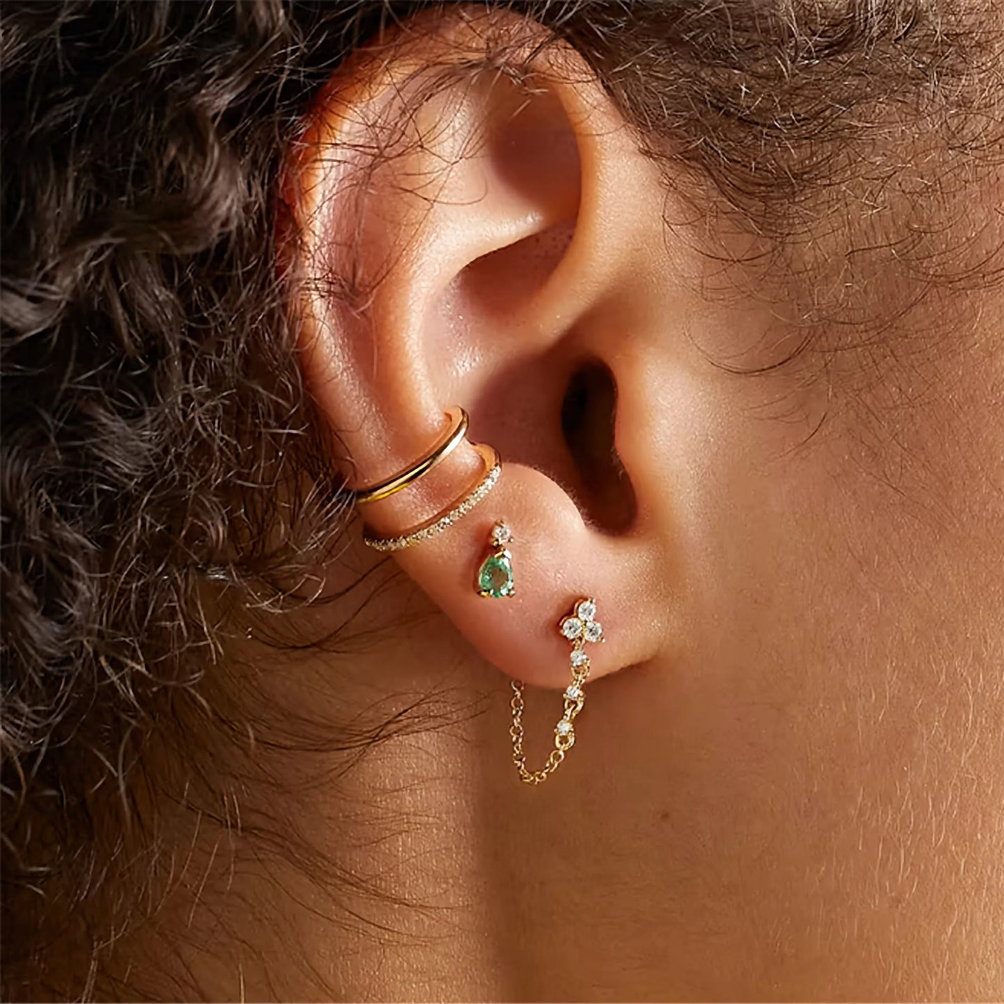 [ElanLuxe]Daniella Diamond Chain Stud