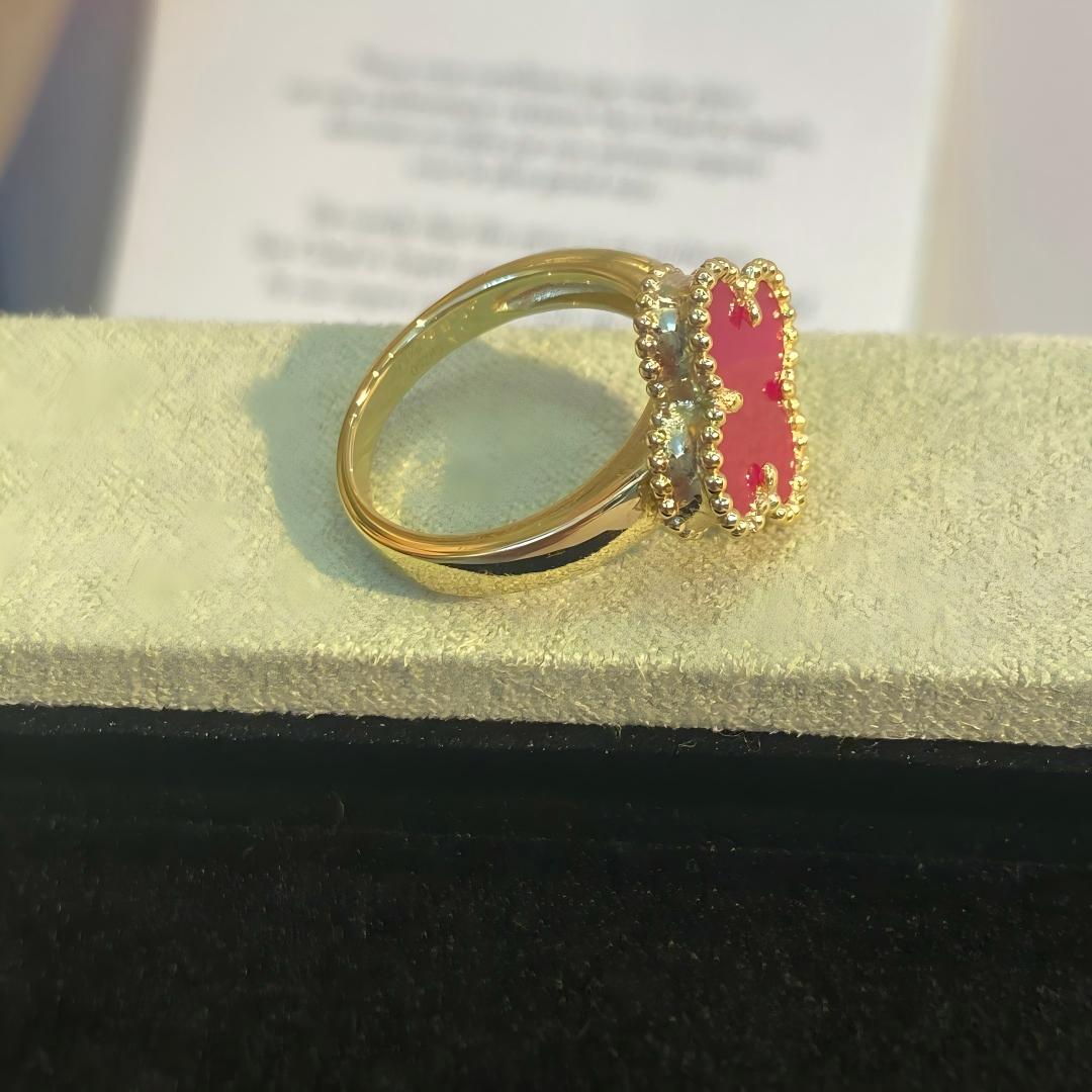 [ElanLuxe Jewelry]NEW CLOVER PINK ENAMEL RINGS