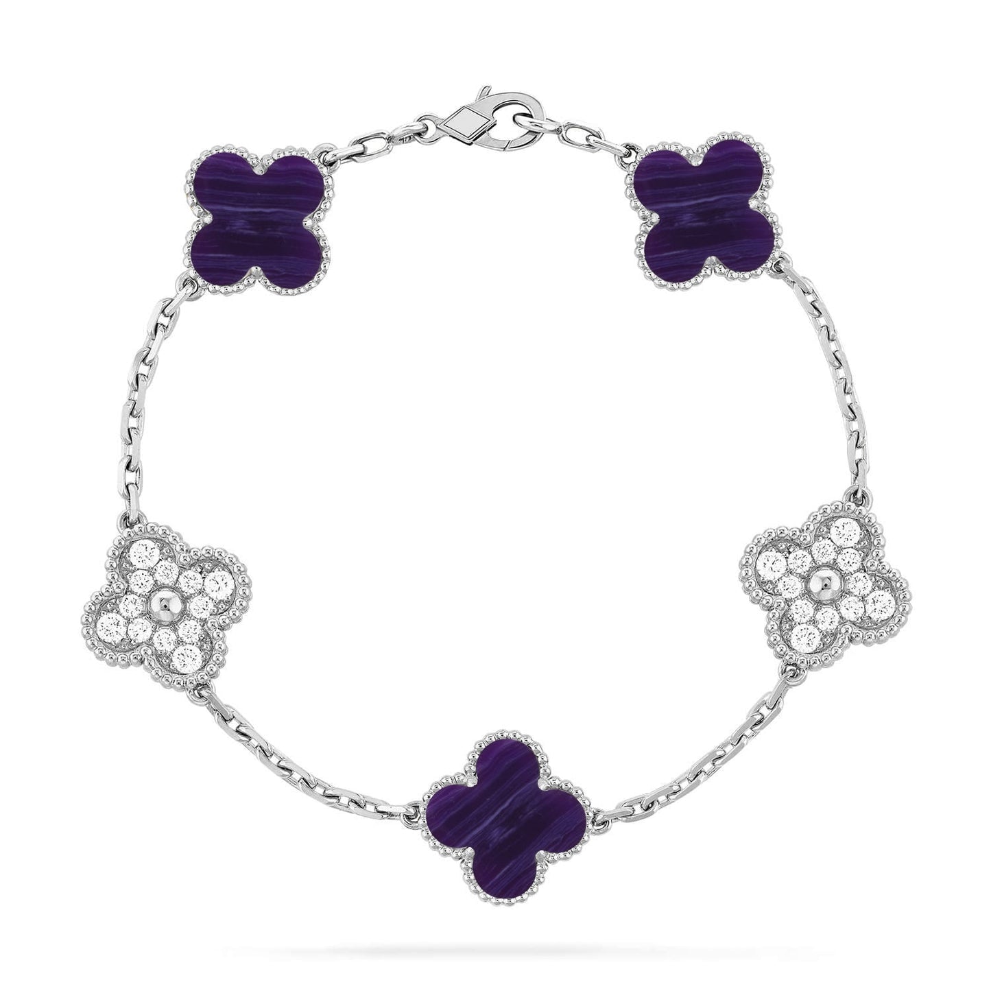 [ElanLuxe Jewelry]CLOVER 5 MOTIF PURPLE STRIPES BRACELET COLLECTION