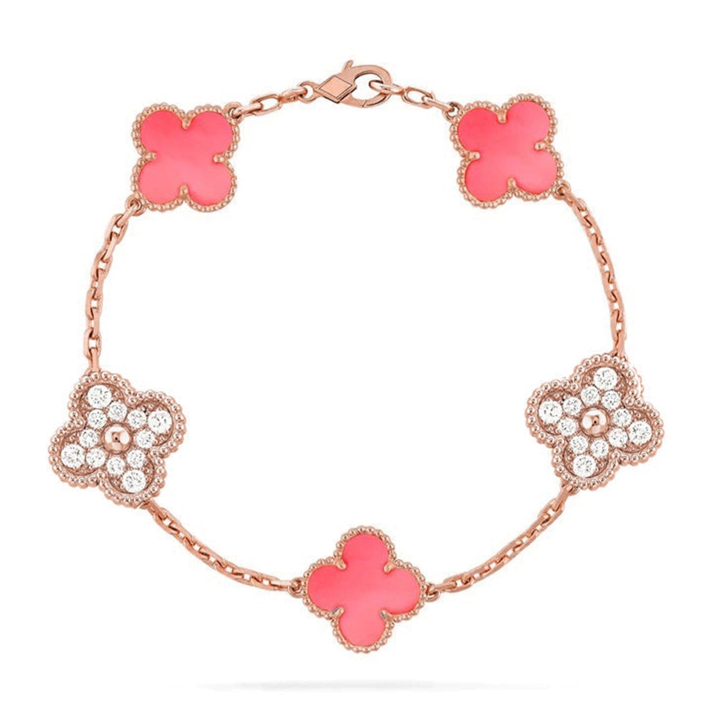 [ElanLuxe Jewelry] CLOVER 5 MOTIFS  PINK MOP BRACELET COLLECTION
