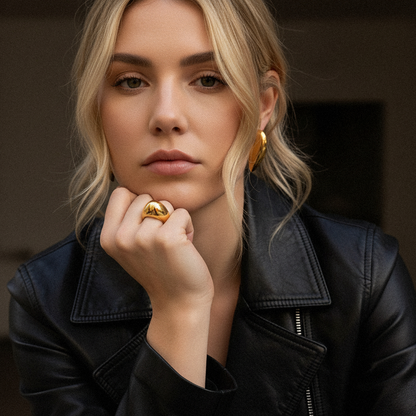 [ElanLuxe]Aimee Chunky Heart Gold Earrings