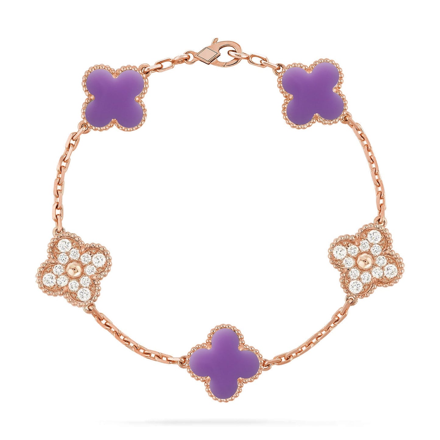 [ElanLuxe Jewelry]CLOVER 5 MOTIF LIGHT PURPLE BRACELET COLLECTION