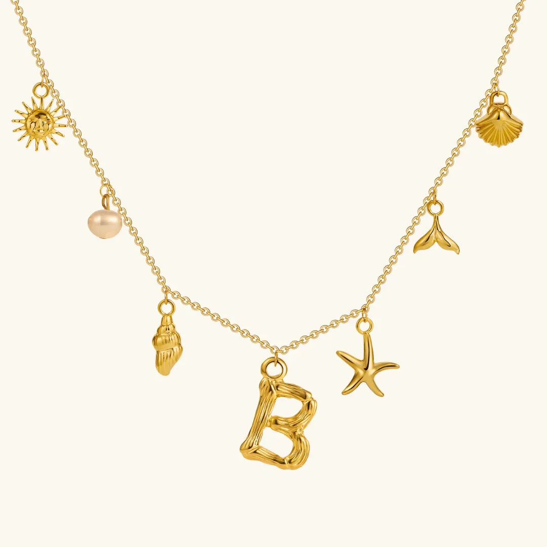 [ElanLuxe]Avaria Ocean Initial Necklace