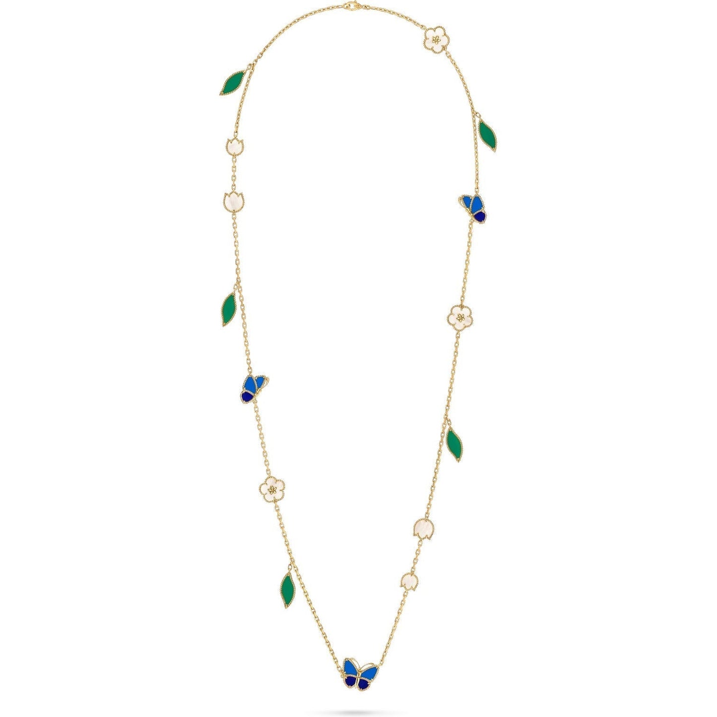 [ElanLuxe Jewelry]LUCKY SPRING BUTTERFLY 15 FLOWER NECKLACE