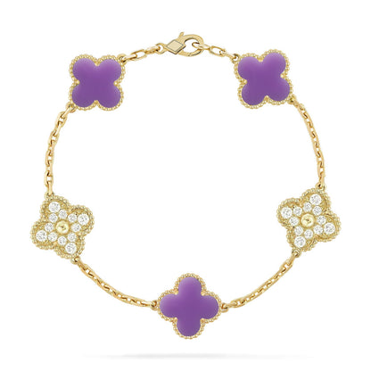 [ElanLuxe Jewelry]CLOVER 5 MOTIF LIGHT PURPLE BRACELET COLLECTION